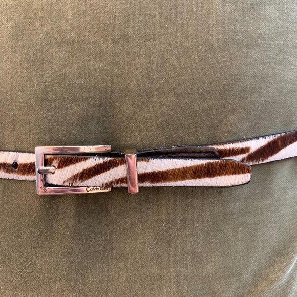 Calvin Klein zebra stripe pony hair belt - Picture 3 of 4